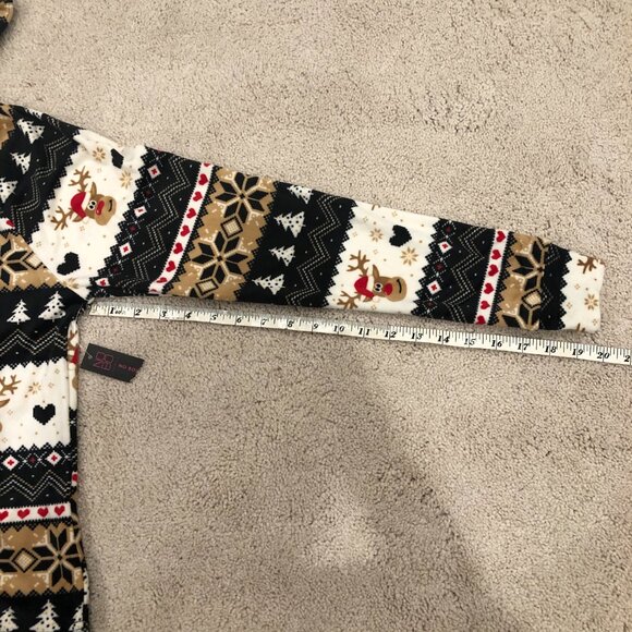 No Boundaries Women's Christmas Reindeer Plush Pullover Hoodie - Picture 13 of 14